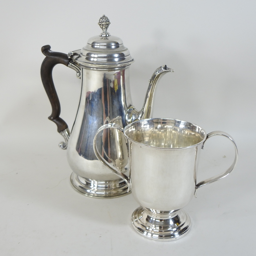 A silver plated coffee pot, of Georgian style, with a pear wood handle, 26cm high, - Image 2 of 2