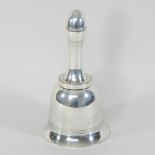 An early 20th century silver plated novelty cocktail shaker, circa 1925, in the form of a hand bell,