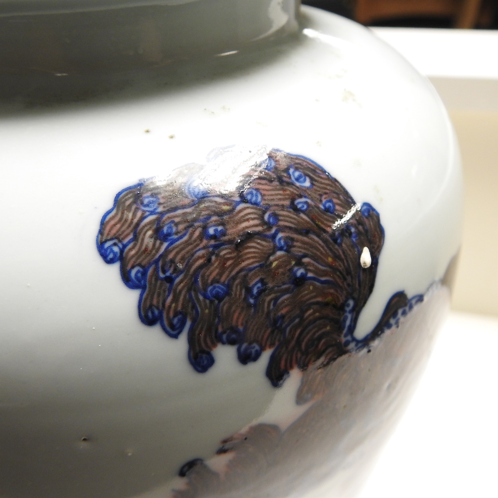 A 19th century Chinese porcelain blue and white vase, decorated in manganese with animals, - Image 11 of 27