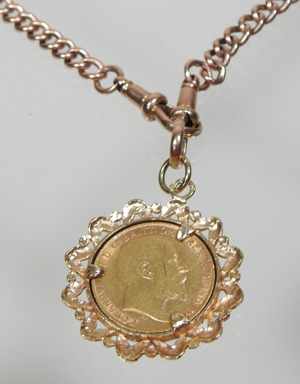 A Victorian 9 carat gold curb link pocket watch chain, 41cm long, - Image 4 of 4