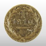 An early 19th century Frankfurt Pfennig coin,