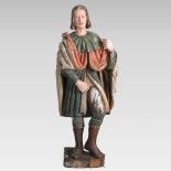 A 19th century continental carved wooden life size religious figure,