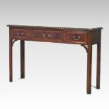 A bespoke made mahogany and crossbanded hall table,