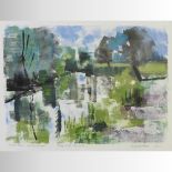 Elizabeth Powell, (contemporary), River Stour at Dedham, monoprint, signed in pencil,