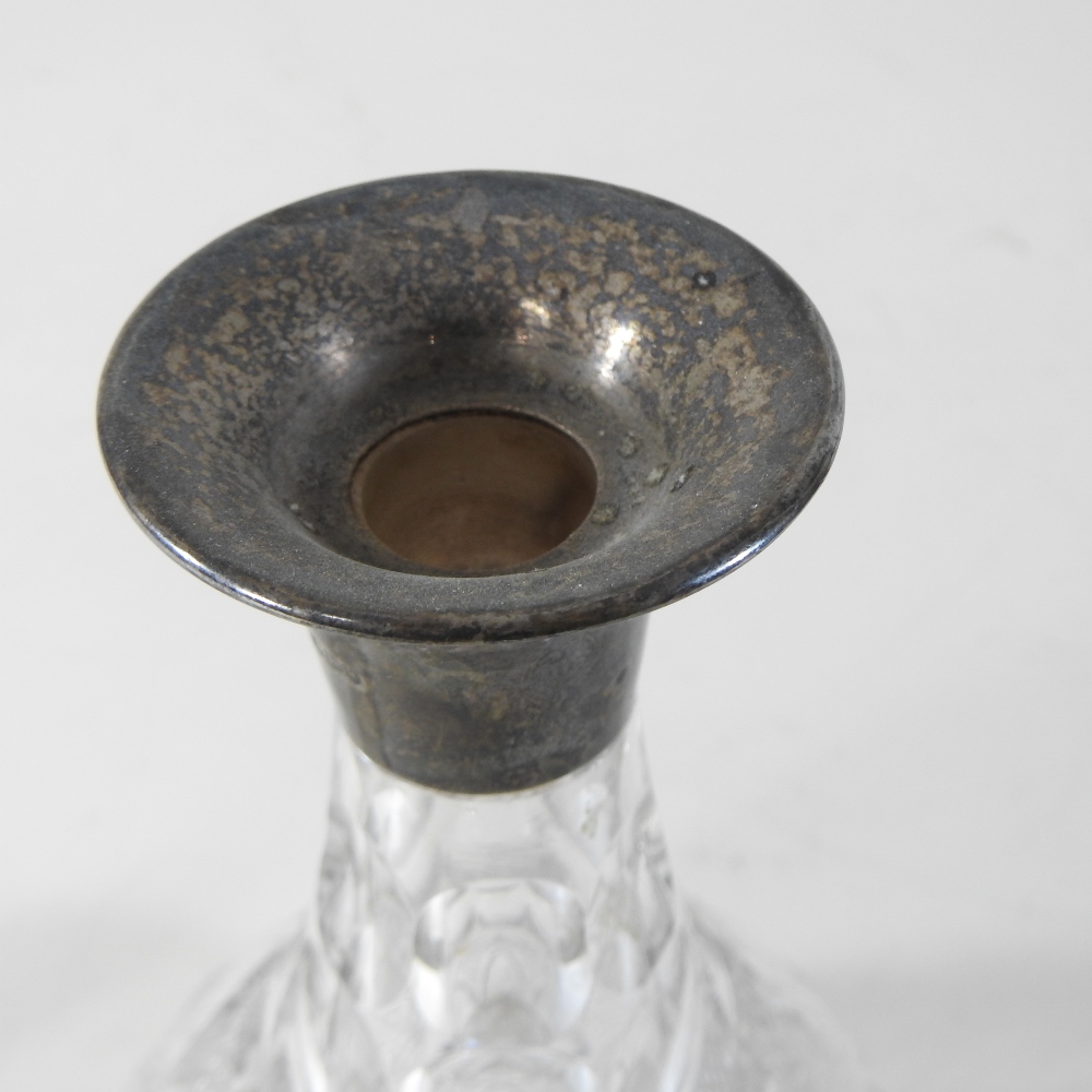 An early 20th century cut glass decanter and stopper, with a silver collar, Sheffield 1918, - Image 6 of 6