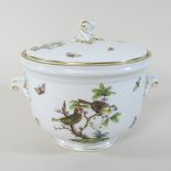 A Herend porcelain ice pail, of circular shape, with scrolled handles and removable liner,