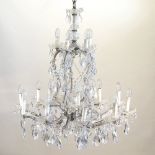 An early 20th century French cut crystal chandelier,