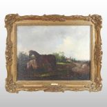 After Thomas Smythe, (1825-1907), two horses in a landscape, oil on canvas,