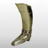 A brass novelty stick stand, in the form of a boot,