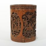 A Chinese Qing dynasty carved bamboo brush pot,