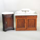 A Victorian mahogany washstand, with a marble top, 106cm,