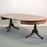 A 19th century mahogany D end dining table, with two additional leaves,