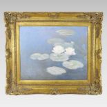 Continental School, (20th century), water lilies, signed indistinctly, oil on board,