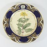 An early 19th century Chamberlain's Worcester porcelain botanical dessert plate,