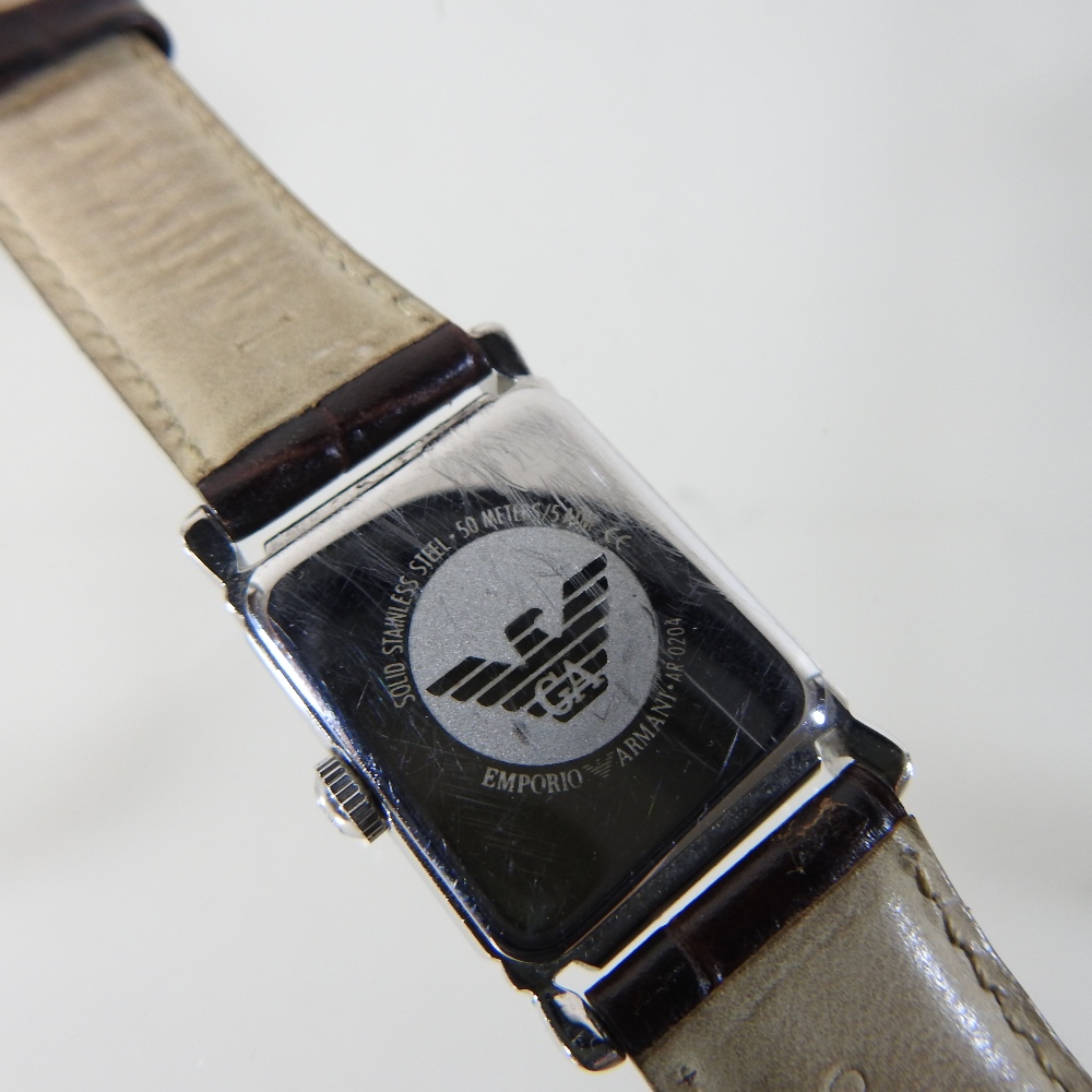 A vintage Emporio Armani ladies wristwatch, the signed square dial with Arabic hours, - Image 2 of 6