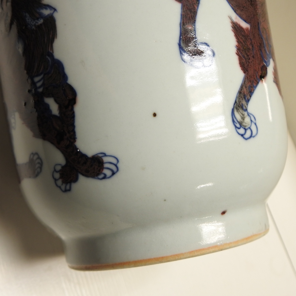 A 19th century Chinese porcelain blue and white vase, decorated in manganese with animals, - Image 19 of 27