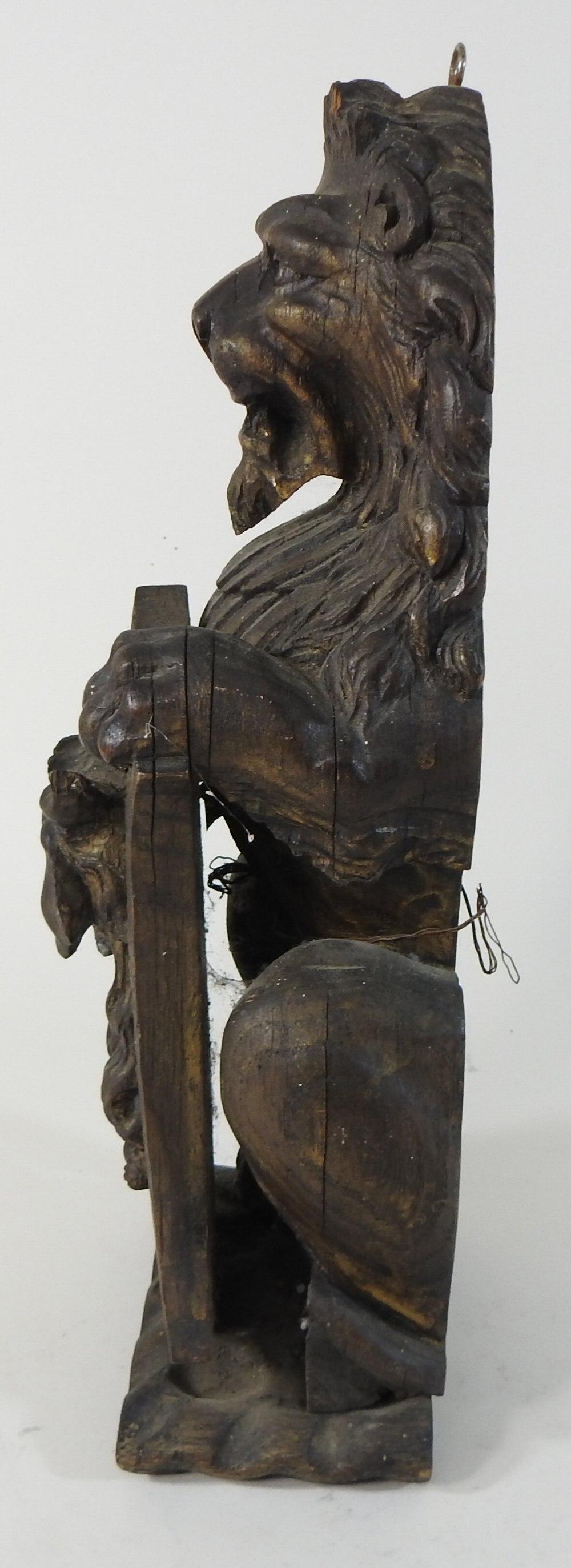 A 17th century style carved oak model of an heraldic lion, shown upright, - Image 5 of 7