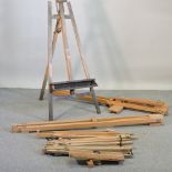 A collection of wooden artist's easels