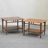 A near pair of American 1960's teak occasional tables,