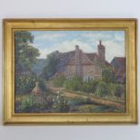 English School, 19th century, cottage landscape,