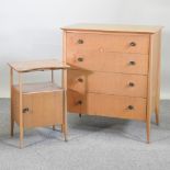 A 1970's chest, together with a matching bedside cabinet,