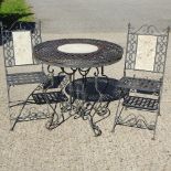 A metal folding garden table, 80cm,