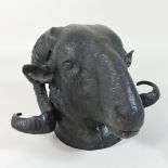 A Chinese bronze model of a ram's head,
