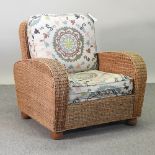 A modern wicker armchair,