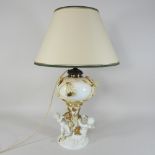 A 19th century Moore style white glazed porcelain oil lamp,