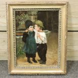 A Schultze, Young Love, signed and dated '99, oil on board,