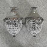 A pair of antique style glass pineapple shaped chandeliers,