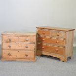 An antique pine chest of drawers, 92cm,
