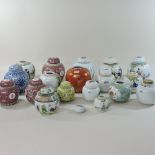 A shelf of Chinese pottery ginger jars,