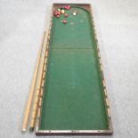 An early 20th century folding billiards board, 106cm,