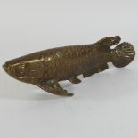 A bronze model of a carp,