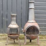 A metal chiminea, 125cm high,