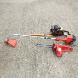 A garden strimmer, together with a Homelite hedge trimmer,