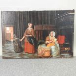 Dutch School, 19th century, an interior scene with a mother feeding her child, oil on canvas,