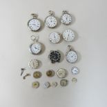 A collection of five various silver cased pocket watches,