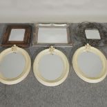 Three cream painted wall mirrors, largest 53 x 41cm,