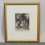 After Miles Birket Foster, country scene with figures, etching, signed to the margin, 21 x 17cm,