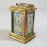 A reproduction Sevres style miniature carriage clock,