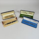 A Sheaffer pen and pencil set, together with a Cross pen, cased,