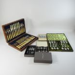 A collection of cutlery, to include silver teaspoons, cased,