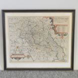 After William Kip, Christopher Saxton map of Northamptoniae Hundreds, hand coloured engraving,