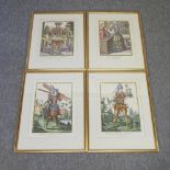 A set of four French interior scenes, prints,