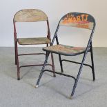 A vintage style painted metal folding chair,
