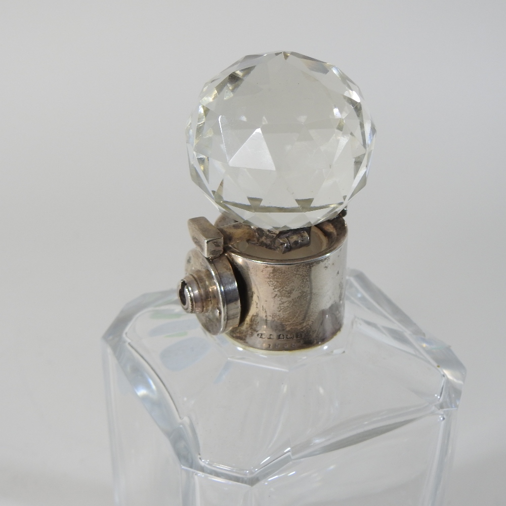 An early 20th century silver mounted glass decanter and stopper, with a lockable silver collar, - Image 7 of 7