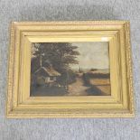J Lewis, 19th century, landscape with cottage, signed, oil on canvas,