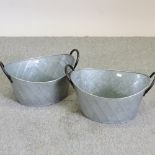 A metal oval planter, 50cm,